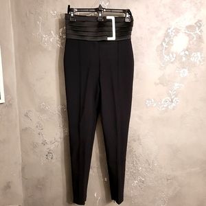 ULTRA RARE! ELISABETTA FRANCHI PINTUCKED CREPE HIGHRISE SATIN TRIM TUXEDO PANTS